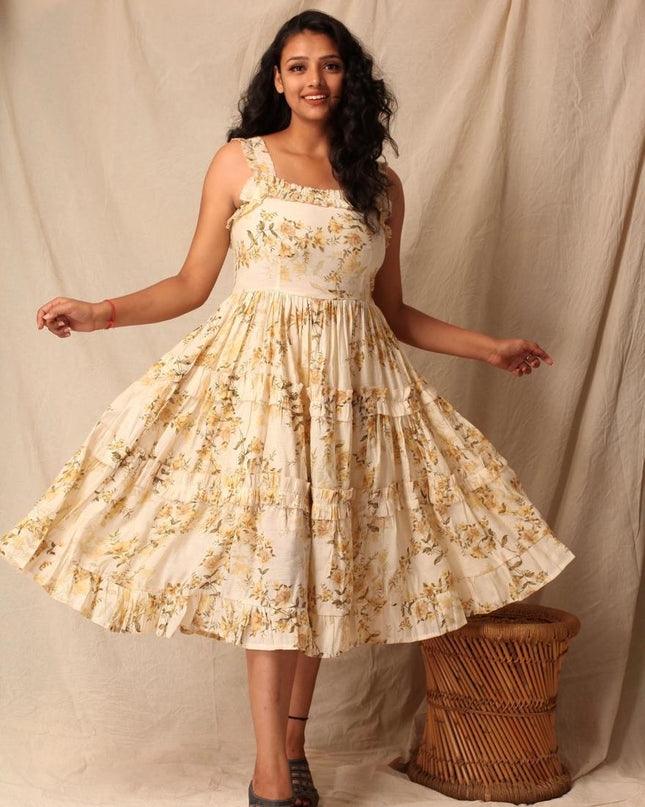 Lightweight Mul Cotton Fit & Flare Summer Dress