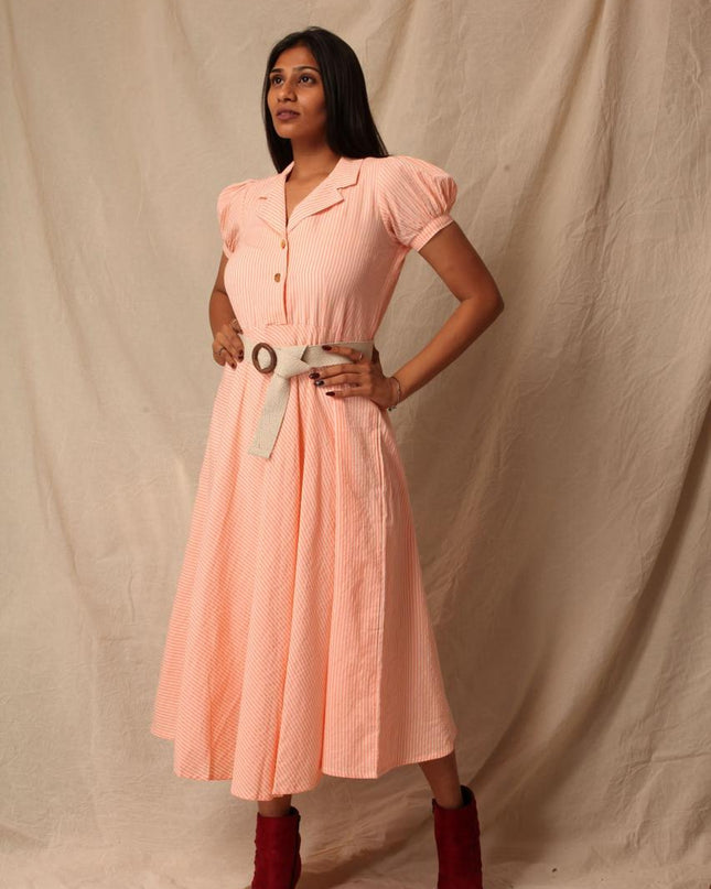 Women’s Orange Stripe Fit & Flare Dress Canada