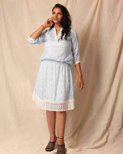 Blue Mul Cotton Dress for Women Online